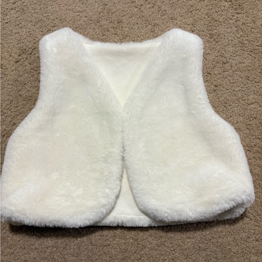 Cozy faux fur White Kids Vest, 3T Toddler girls